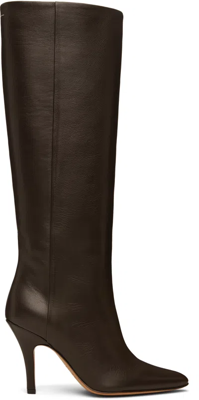 Mm6 Maison Margiela Brown Architype Knee High Tall Boots