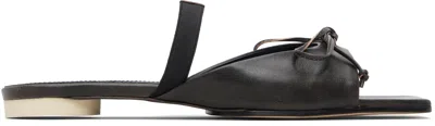 Mm6 Maison Margiela Brown Bow-detailed Leather Slingback Sandals In Black