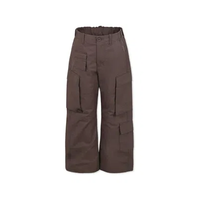 Mm6 Maison Margiela Brown Cargo Trousers For Kids With Logo