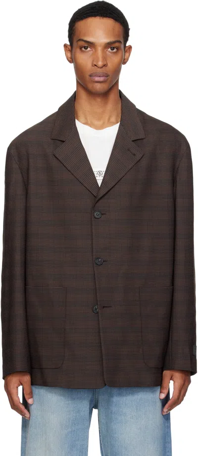 Mm6 Maison Margiela Brown Check Blazer