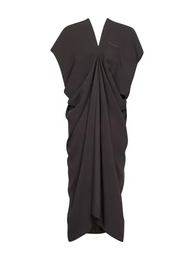 Mm6 Maison Margiela Brown Crepe Draped Midi Dress