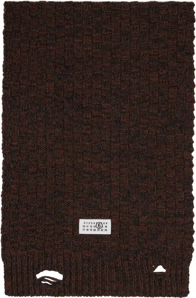 Mm6 Maison Margiela Brown Distressed Scarf