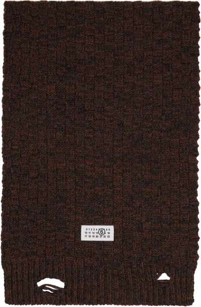Mm6 Maison Margiela Brown Distressed Scarf