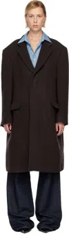 Mm6 Maison Margiela Brown Draped Panel Coat In Brown