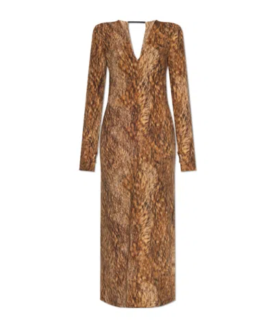 Mm6 Maison Margiela Brown Dress With Print