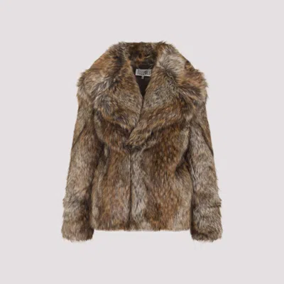 MM6 MAISON MARGIELA BROWN FAUX-FUR JACKET