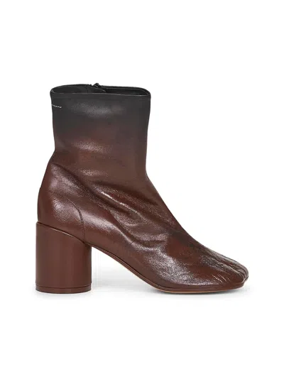 MM6 MAISON MARGIELA BROWN GRADIEN-EFFECT LEATHER ANATOMIC ANKLE BOOTS