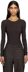 Mm6 Maison Margiela Brown Jersey Bodysuit In Black