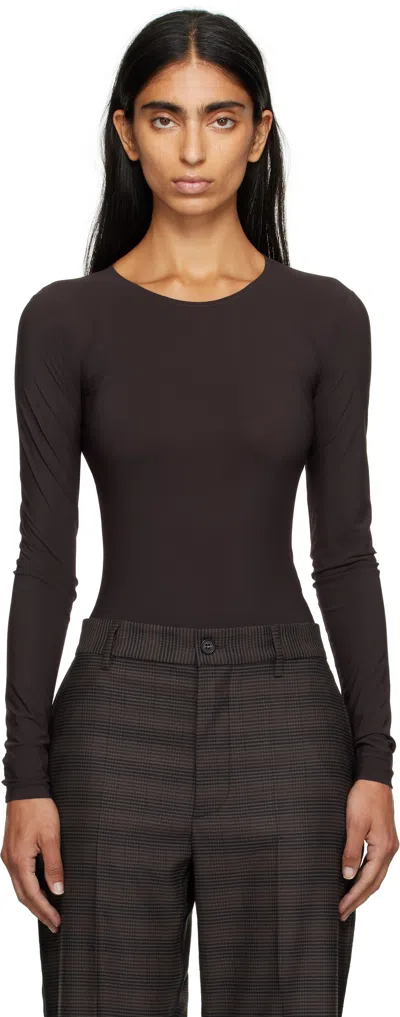 Mm6 Maison Margiela Brown Jersey Bodysuit