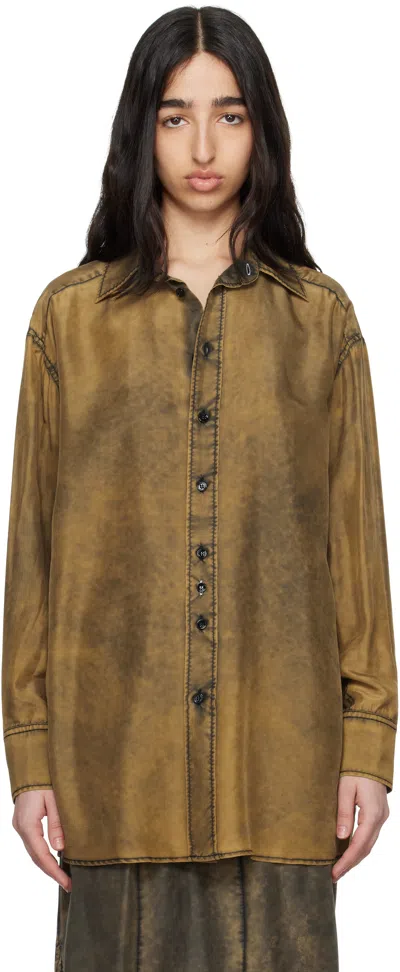 MM6 MAISON MARGIELA BROWN LIGHT SILK SHIRT