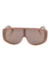 Mm6 Maison Margiela Shield Sunglasses With Curved Geometric Frame In Black