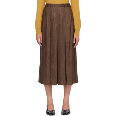 Mm6 Maison Margiela Mm 6 Maison Margiela Brown Mottled Wool Skirt