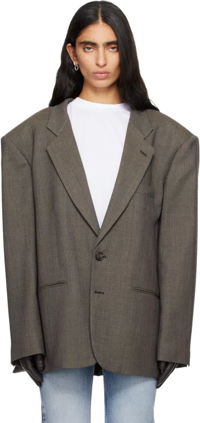 Mm6 Maison Margiela Brown Oversized Wool Blazer