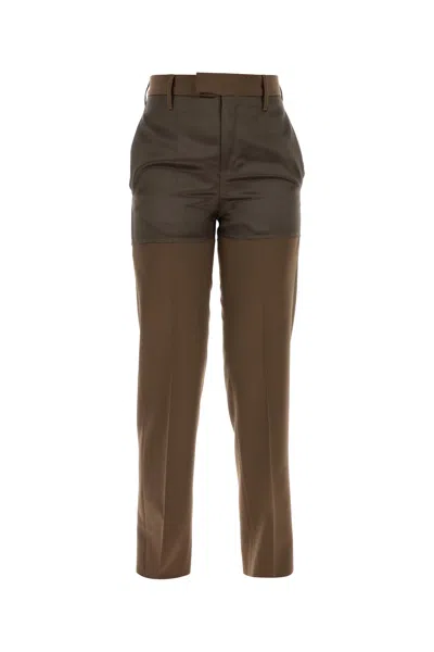 Mm6 Maison Margiela Two-tone Design Trousers Featuring Back Pocket In Brown