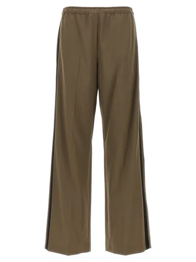 MM6 MAISON MARGIELA BROWN SATIN BAND PANTS WITH CONTRAST DETAILING