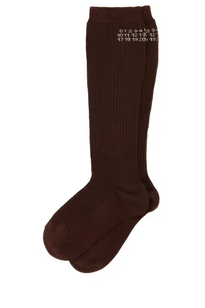 Mm6 Maison Margiela Brown Stretch Viscose Blend Socks