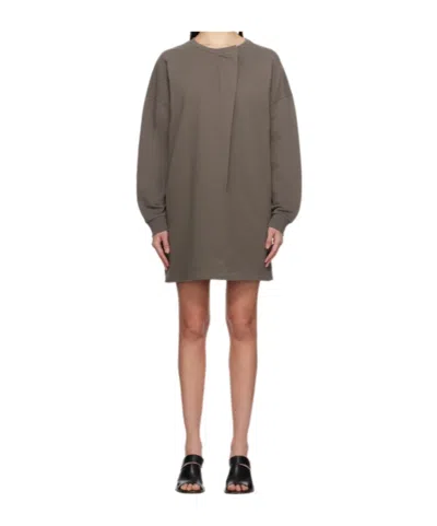 MM6 MAISON MARGIELA BROWN SWEAT JERSEY DARTING MINIDRESS