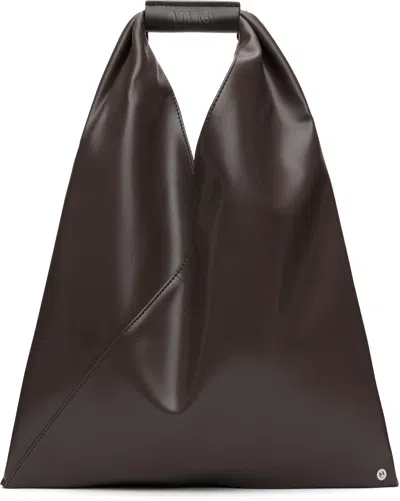 Mm6 Maison Margiela Brown Triangle Classic Small Tote In T2185 Bracken