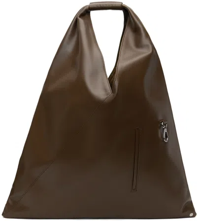 Mm6 Maison Margiela Brown Triangle Medium Tote In T2263 French Roast B