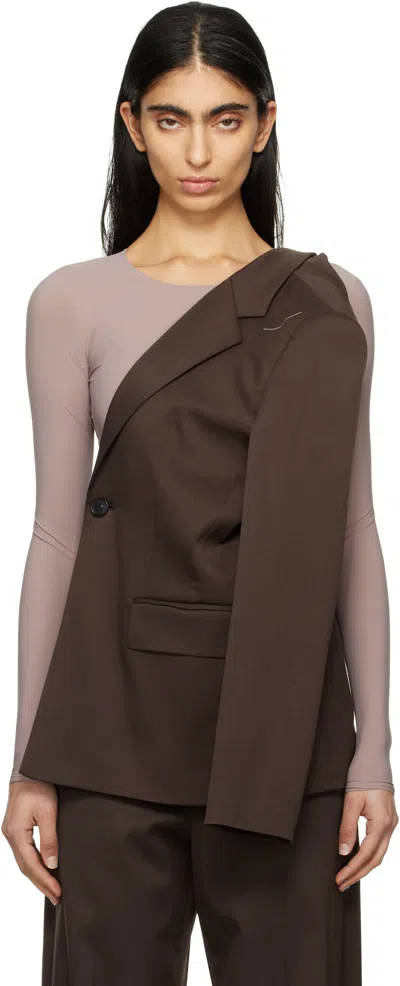 Mm6 Maison Margiela Brown Twist Suit Blazer In 140 Dk Brown