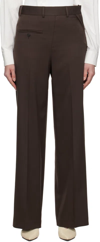 Mm6 Maison Margiela Brown Twist Wool Blend Trousers In 140 Dk Brown