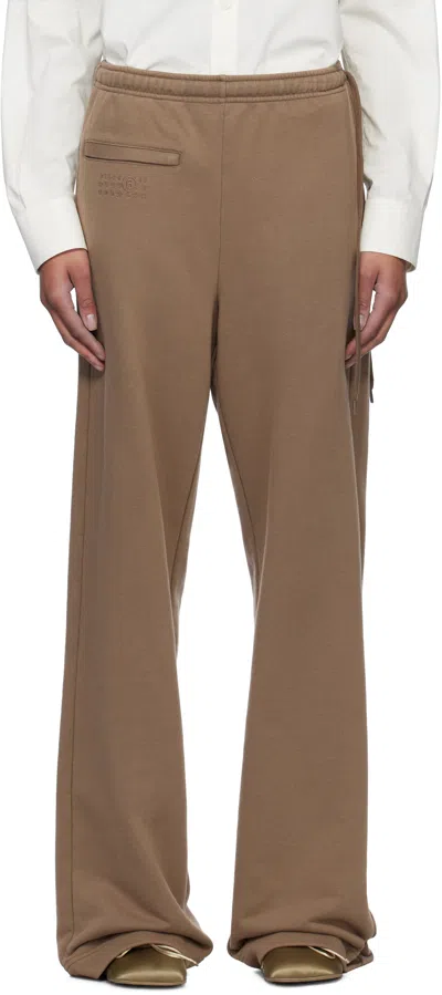 Mm6 Maison Margiela Brown Unbrushed Jersey Lounge Pants In 134 Light Brown