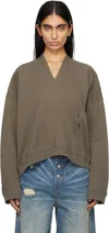 Mm6 Maison Margiela Brown V-neck Logo Sweatshirt In 812 Brown