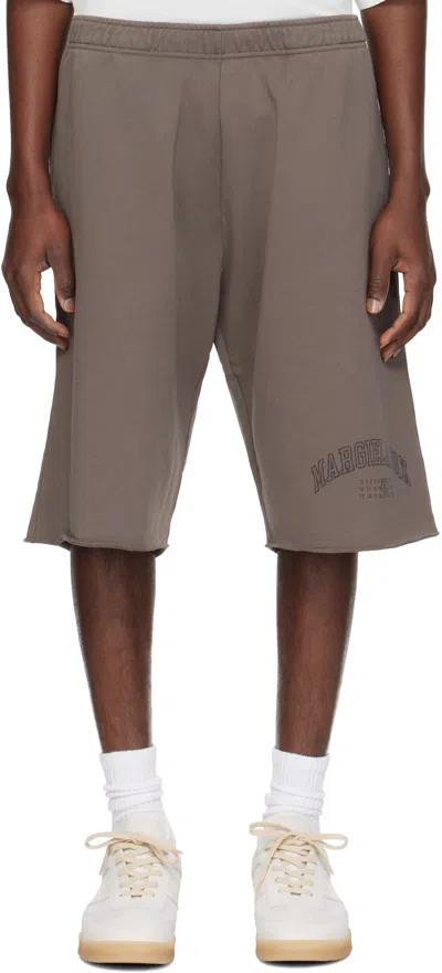 Mm6 Maison Margiela Brown Varsity Print Shorts In 812 Brown
