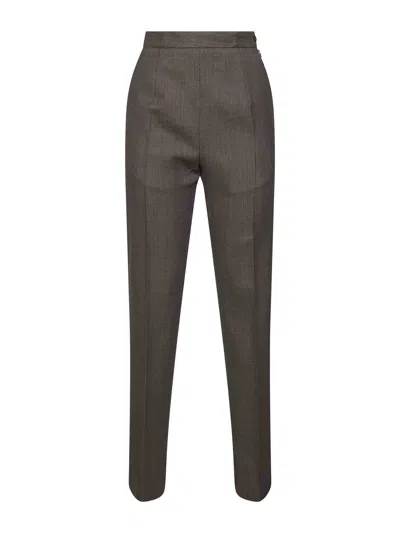Mm6 Maison Margiela Brown Virgin Wool Canvas Trousers In Gray