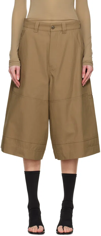 Mm6 Maison Margiela Brown Wide-leg Shorts In 124 Mud Brown