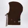 Mm6 Maison Margiela Logo Motif Knitted Balaclava In Brown