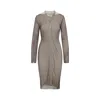 Mm6 Maison Margiela Knee-length Asymmetric Hem Cardigan With Ribbed Texture In Brown