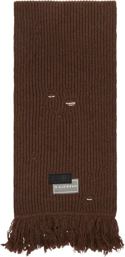 Mm6 Maison Margiela Brown Wool Scarf
