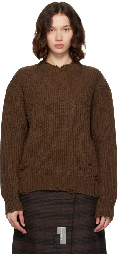Mm6 Maison Margiela Brown Wool Sweater