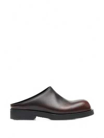 Mm6 Maison Margiela Brushed Leather Biker Mules In Brown