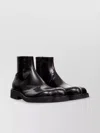 Mm6 Maison Margiela Brushed Leather Chunky Sole Ankle Boots In Metallic