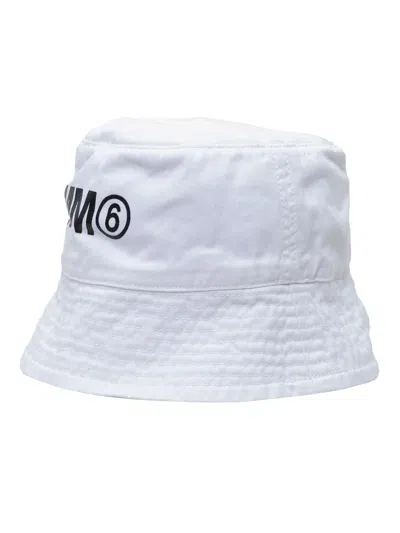 Mm6 Maison Margiela Bucket Hat With Logo In White