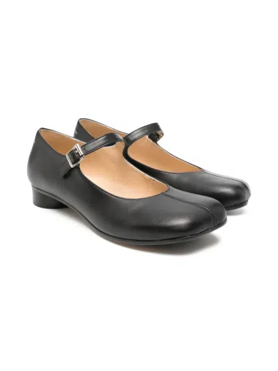 Mm6 Maison Margiela Kids' Buckle Strap Ballerinas Shoes In Black