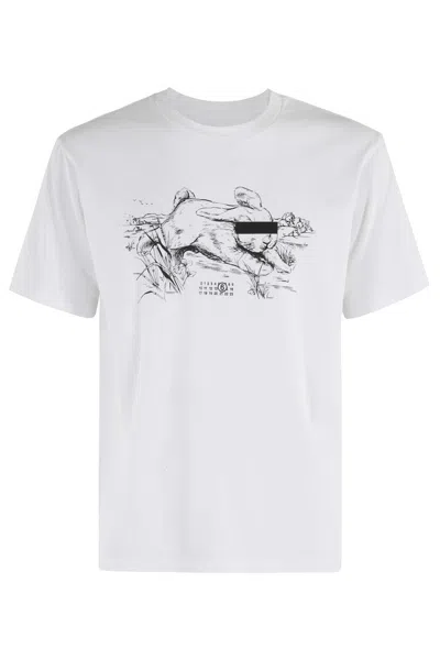 MM6 MAISON MARGIELA BUNNY T-SHIRT WITH NUMERIC LOGO PRINT