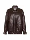 Mm6 Maison Margiela Oversize Faux Leather Bomber Jacket In Brown
