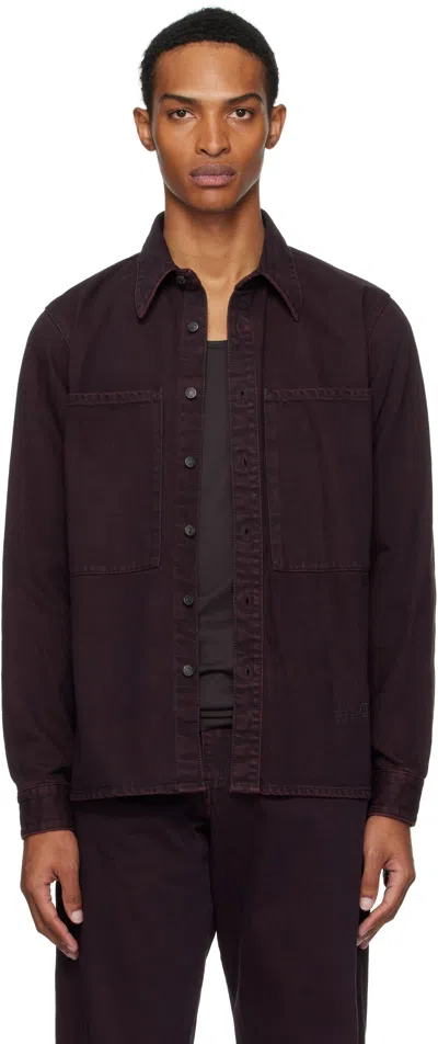 Mm6 Maison Margiela Long Sleeve Denim Shirt In Black