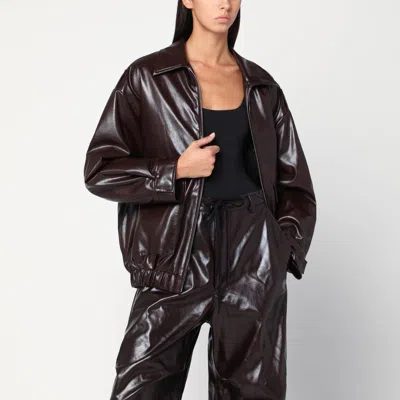 Mm6 Maison Margiela Burgundy Faux Leather Jacket In Brown