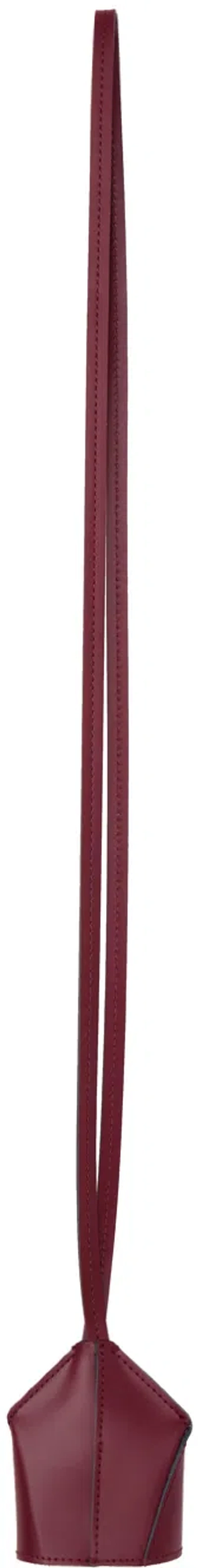 Mm6 Maison Margiela Burgundy Leather Key Ring Keychain In T5016 Tawny Red