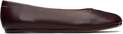 Mm6 Maison Margiela Burgundy Stitch-out Leather Ballerina Flats