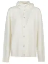 Mm6 Maison Margiela Mm6 By Maison Margiela Button-down Minimalist Wool Cardigan With Textured Knit Finish In White