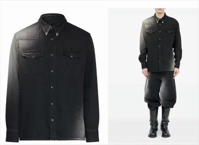 Mm6 Maison Margiela Western Style Denim Shirt Pockets In Black