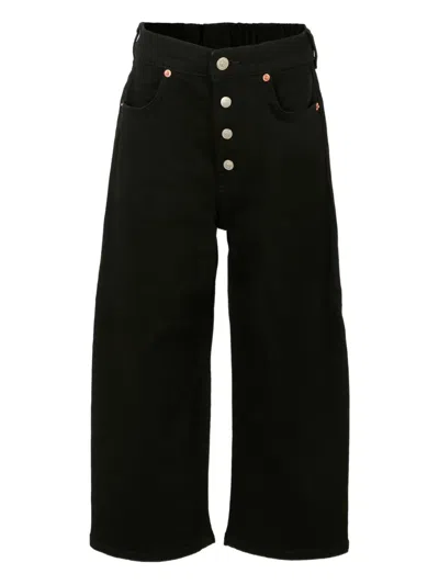 Mm6 Maison Margiela Kids' Button-fly Denim Jeans In Black