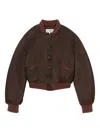 Mm6 Maison Margiela Button-up Bomber Jacket In Brown