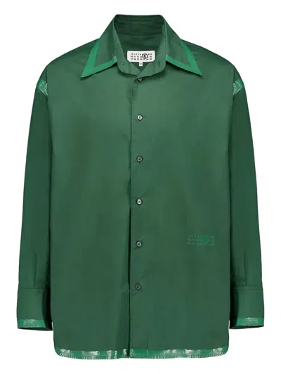 Mm6 Maison Margiela Button-up Cotton Shirt In Green