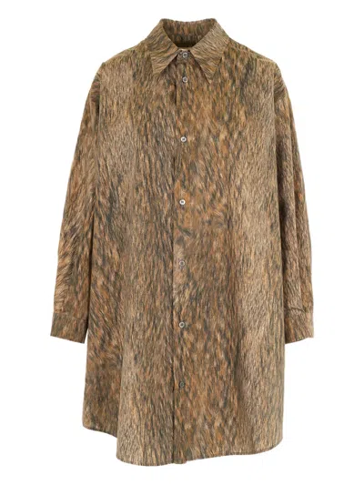 Mm6 Maison Margiela Buttoned Shirt Dress In Brown